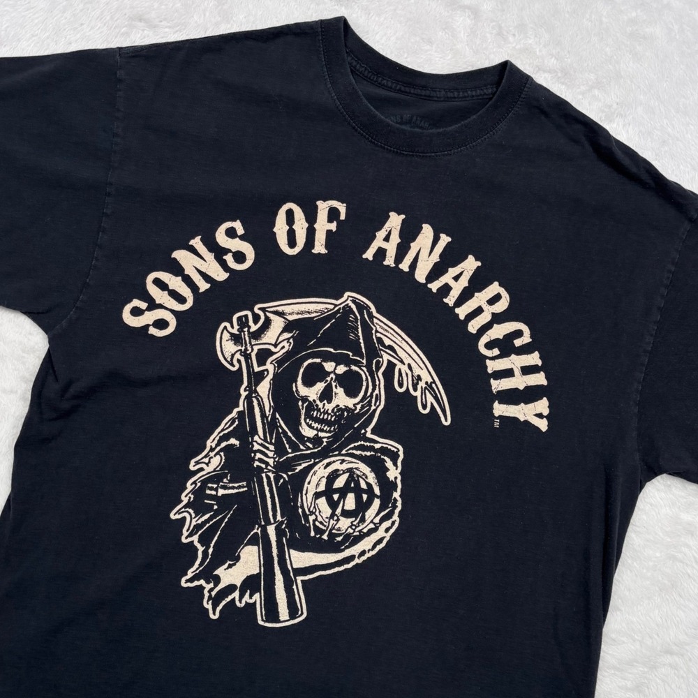 Sons of Anarchy T-Shirt Men XL (FIT M) Black Grim Reaper Biker Goth Tee SAMCRO